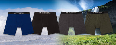 Meriwool merino wool mens underwear with a winter and spring background setting