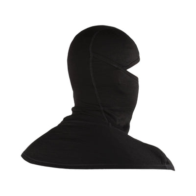 back of a black merino wool 200 youth balaclava face mask